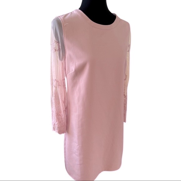 Lulu’s Blush Pink Dress with Lace Sleeves - Picture 6 of 10